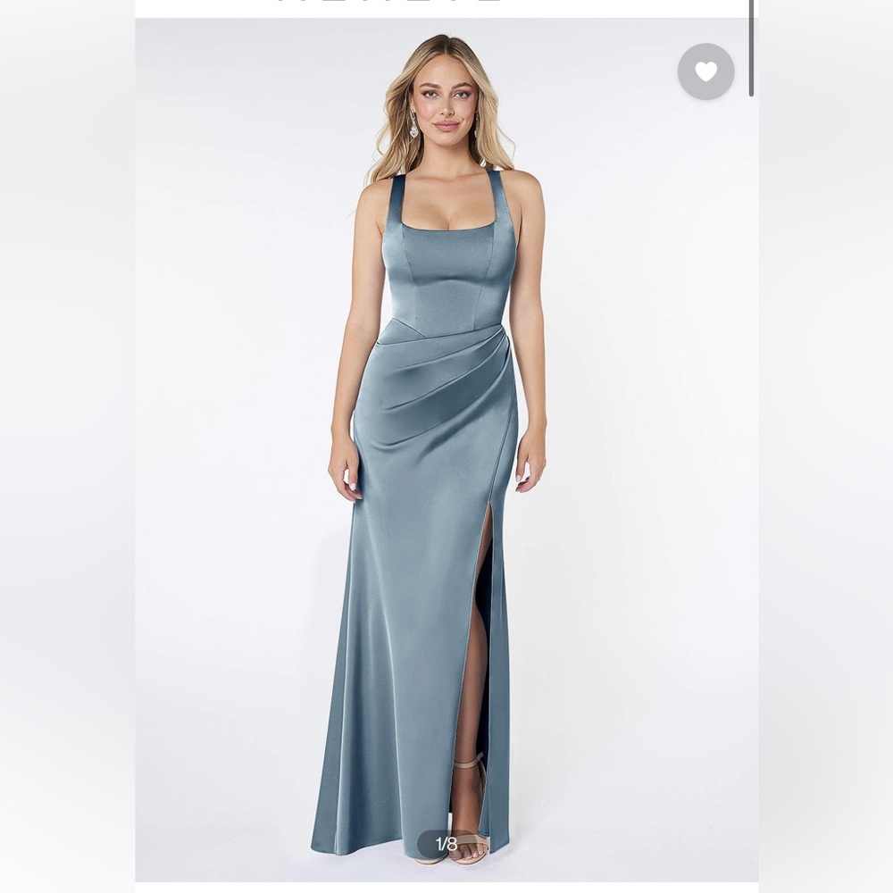 Azazie Mero dress in Dusty Blue